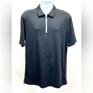 BUGATCHI Men’s black with tan accent polo shirt size L.